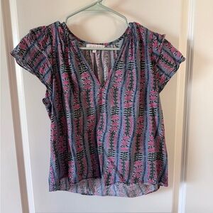 Patterned Pink and Blue Top